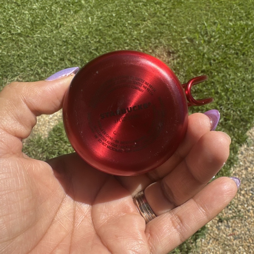 STARBUCKS 3 Oz. 89 ml Mini Espresso Shot Cup Mug Red Metal Stainless 2017 Coffee - Picture 2 of 5